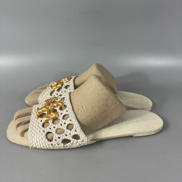 Tory Burch Eleanor Woven Leather Slides, Size 10 M - Picture 7 of 13